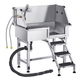 34 Inch Stainless Steel Dog Washing Station, Pet Grooming Tub with Hot & Cold Faucet, Showerhead, Home Wash Sink,, Fits Small Cats and Dogs